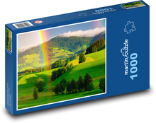 Zelené kopce s dúhou Puzzle 1000 dielikov - 60 x 46 cm 