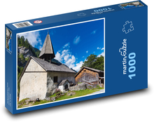 Kostel, venkov, hory Puzzle 1000 dílků - 60 x 46 cm