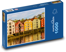 Norsko – Trondheim, staré sklady Puzzle 1000 dílků - 60 x 46 cm