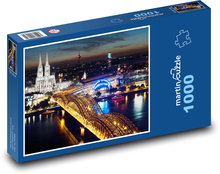 Kolín nad Rýnem v noci, Německo Puzzle 1000 dílků - 60 x 46 cm