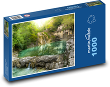 Starý mlyn pri vodopáde Puzzle 1000 dielikov - 60 x 46 cm 