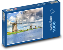 Holandsko - větrné mlýny Puzzle 1000 dílků - 60 x 46 cm