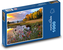 Jesienne słońce nad jeziorem Puzzle 1000 elementów - 60x46 cm