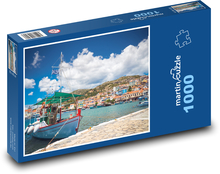 Griechischer Hafen mit Fischerboot Puzzle 1000 Teile - 60 x 46 cm