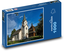 Dřevěný kostel Puzzle 1000 dílků - 60 x 46 cm