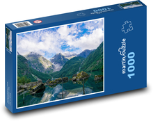Hory, jazero, príroda Puzzle 1000 dielikov - 60 x 46 cm 