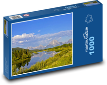 Góry, jezioro, przyroda Puzzle 1000 elementów - 60x46 cm