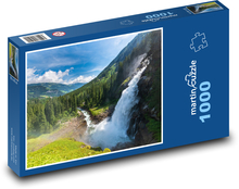 Vodopád, hory Puzzle 1000 dílků - 60 x 46 cm
