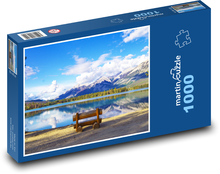 Horské jazero s lavičkou Puzzle 1000 dielikov - 60 x 46 cm 