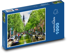 Amsterdam - městský kanál Puzzle 1000 dílků - 60 x 46 cm