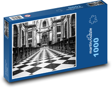 Czarno-białe wnętrze kościoła Puzzle 1000 elementów - 60x46 cm