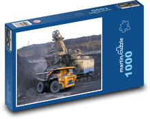 Żółta wywrotka i koparka w kamieniołomie górniczym Puzzle 1000 elementów - 60x46 cm