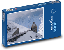 Věž - hory, sníh, zima Puzzle 1000 dílků - 60 x 46 cm