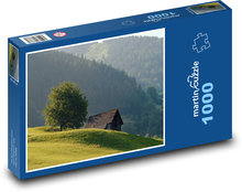 Vysokohorská príroda - strom, chata Puzzle 1000 dielikov - 60 x 46 cm 
