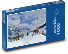 Winterlandschaft - Kirche, Schnee Puzzle 1000 Teile - 60 x 46 cm