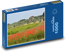 Mohn - Landschaft, Weinberge Puzzle 1000 Teile - 60 x 46 cm