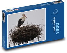 Čáp - hnízdo, pták Puzzle 1000 dílků - 60 x 46 cm