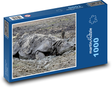 Nosorožec - bahno, koupel Puzzle 1000 - 60x46 cm