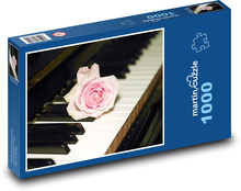Piano, rose, flower Puzzle 1000 pieces - 60 x 46 cm 