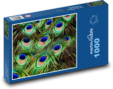 Paw - tęczowe pawie pióra Puzzle 1000 elementów - 60x46 cm