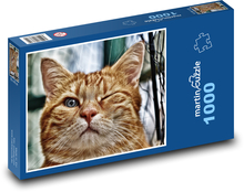 Mačka domáca - žmurkať Puzzle 1000 dielikov - 60 x 46 cm 