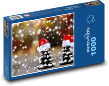 Vánoce - jedle, sníh Puzzle 1000 dílků - 60 x 46 cm