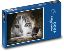 Mačka - myš, lov Puzzle 1000 dielikov - 60 x 46 cm 
