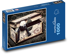 Plyšové ovce - kufor, dekorácia Puzzle 1000 dielikov - 60 x 46 cm