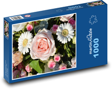 Kytice - růže, sedmikrásky Puzzle 1000 dílků - 60 x 46 cm