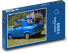 Modré malé auto Puzzle 1000 dílků - 60 x 46 cm