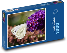 Weißer Schmetterling - Blume, Flügel Puzzle 1000 Teile - 60 x 46 cm