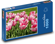 Ružové kvety - tulipány, záhrada Puzzle 1000 dielikov - 60 x 46 cm 