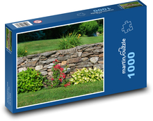 Steinmauer - Garten, Rosen Puzzle 1000 Teile - 60 x 46 cm