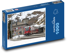 Bernina Švajčiarsko - vlak, príroda Puzzle 1000 dielikov - 60 x 46 cm 