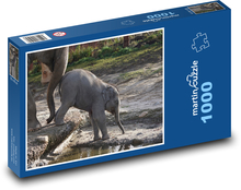 Elefant - Jungtier, Zoo Puzzle 1000 Teile - 60 x 46 cm