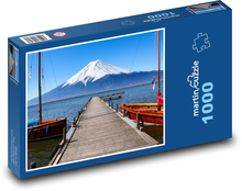 Jezioro - molo, góry Puzzle 1000 elementów - 60x46 cm