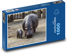 Hipopotam - Kopenhaskie zoo, zwierzę Puzzle 1000 elementów - 60x46 cm