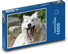 Zívající vlk - tesáky, tlama Puzzle 1000 dílků - 60 x 46 cm