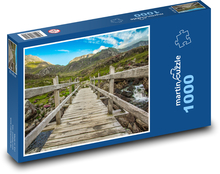 Berge - Brücke, Fluss Puzzle 1000 Teile - 60 x 46 cm