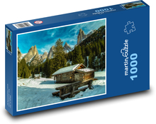 Itálie - Dolomity, chata Puzzle 1000 dílků - 60 x 46 cm
