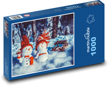 Snehuliaci - dekorácia, sneh Puzzle 1000 dielikov - 60 x 46 cm 