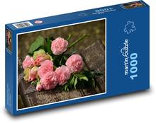 Pink Roses - Flowers, Garden Puzzle 1000 pieces - 60 x 46 cm 