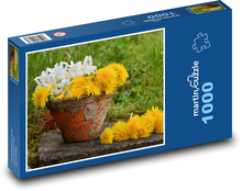 Pampeliška - květináč, jaro Puzzle 1000 dílků - 60 x 46 cm