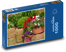 Letné kvety - balkónové kvety, záhrada Puzzle 1000 dielikov - 60 x 46 cm 