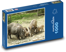 Divoké prasa - diviak, bachyne Puzzle 1000 dielikov - 60 x 46 cm 