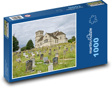 Kostel - hřbitov, stavba Puzzle 1000 dílků - 60 x 46 cm