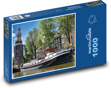 Kanał - droga wodna, Amsterdam Puzzle 1000 elementów - 60x46 cm