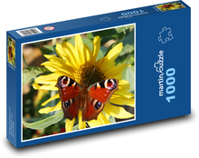 Motýľ - slnečnica, kvet Puzzle 1000 dielikov - 60 x 46 cm 