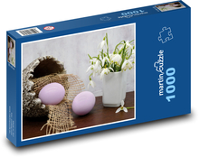 Veľkonočné vajcia - dekorácia, snežienka Puzzle 1000 dielikov - 60 x 46 cm