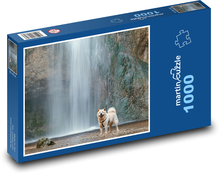 Pes, vodopád Puzzle 1000 dílků - 60 x 46 cm